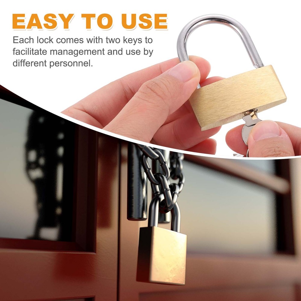 6Pcs Solid Brass Padlock with Key 1-5/8" Wide Body Small Locks Lock