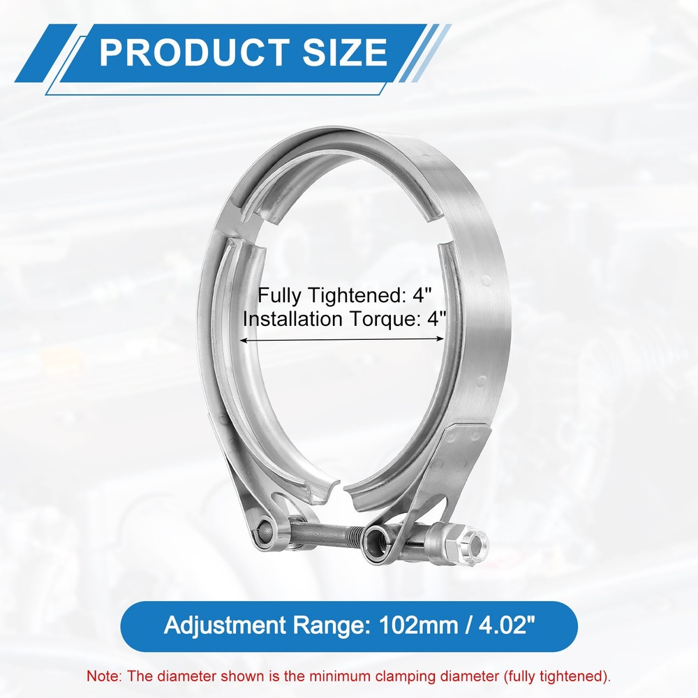 4"V Band Clamp Adjustment Range 102mm / 4.02inch