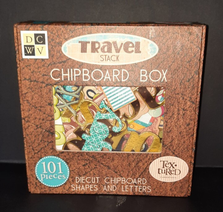 DCWV Travel Stack Chipboard - 101 Die-Cut Shapes & Letters - New Open Box