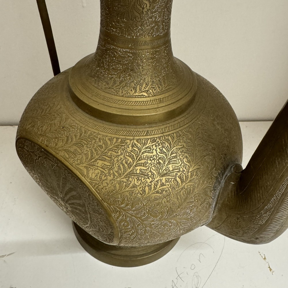 Antique Huge Solid Brass Ewer Pitcher 24”
