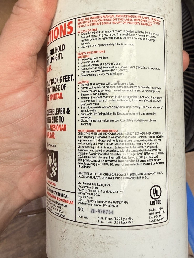 Kidde 21029372 Automatic / Marine UL Listed Fire Extinguisher - White