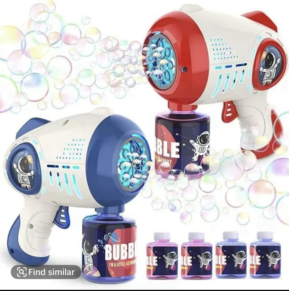 2 Pack Bubble Gun for Kids, LED Light Up Automatic Bubble Machine