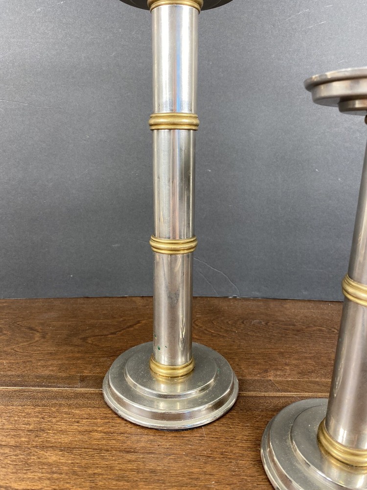 Mid Century Machine Age Deco Candle Stick Holder Set MCM