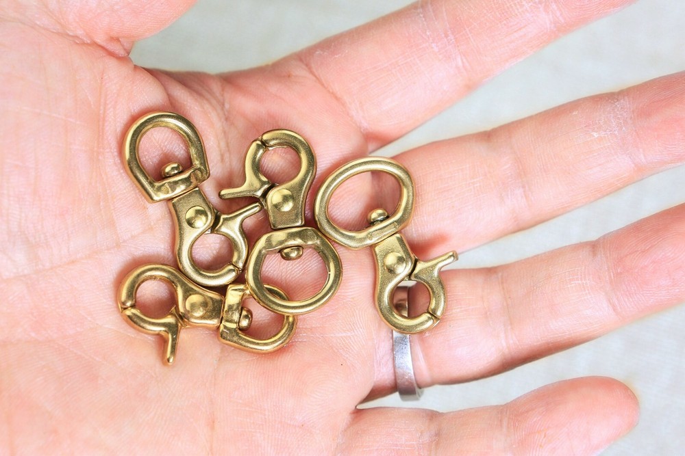 Heavy duty gold solid brass swivel snap hook , 8mm 10mm 15mm small trigger snap