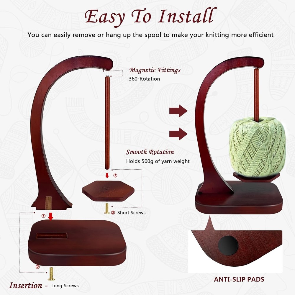 Rustic Yarn Spinner with Magnetic Rotation