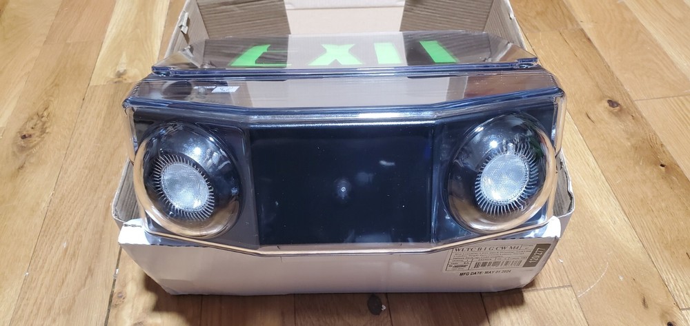 Commercial Wet Location Exit And Emergency Light Combination Single Face GREEN