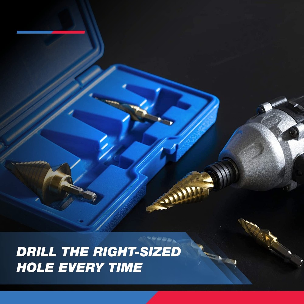 NEIKO 10174A Quick Change Spiral Grooved Step Drill Bit 1/4" Hex