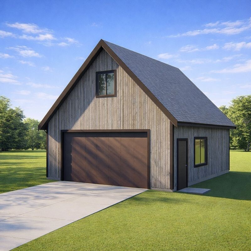 24'x30' Two Car Garage Plan with Loft