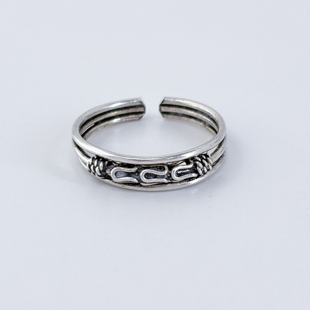 Vintage Sterling Silver 925 Bali Design Toe Ring Size 3