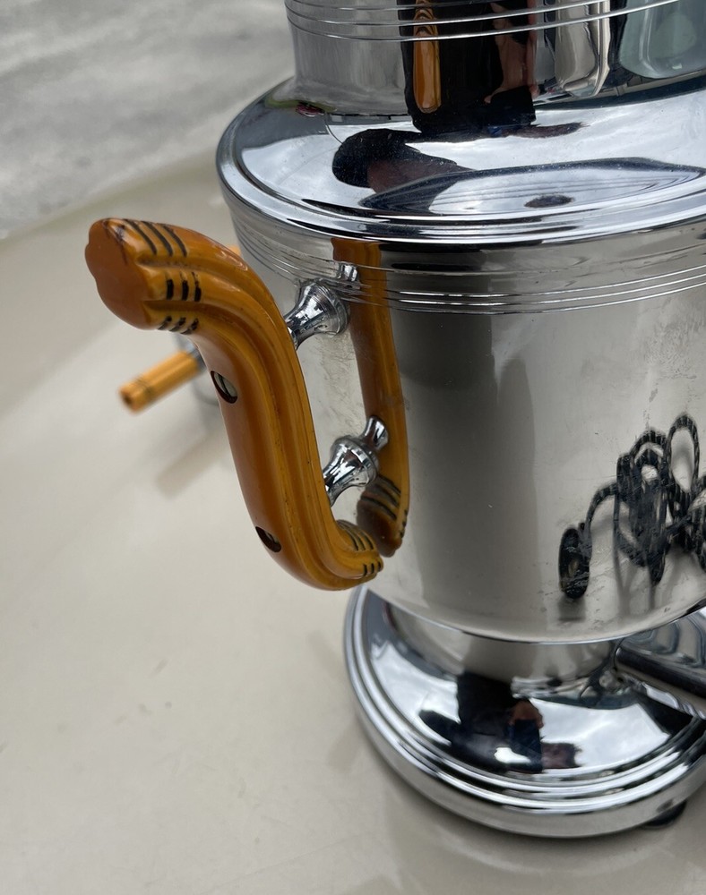 Art Deco No 96 Farberware Chrome Percolator Coffee Maker Set Bakelite