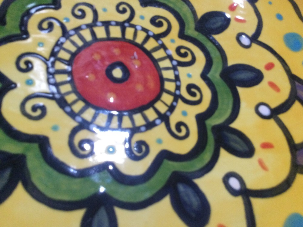 Easter Platter Egg Shaped floral mandala 14''X12'' mint