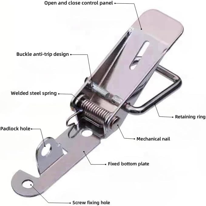 Latch, Stainless Steel Spring Loaded Toggle Latch,With locking hole, Silver Catc