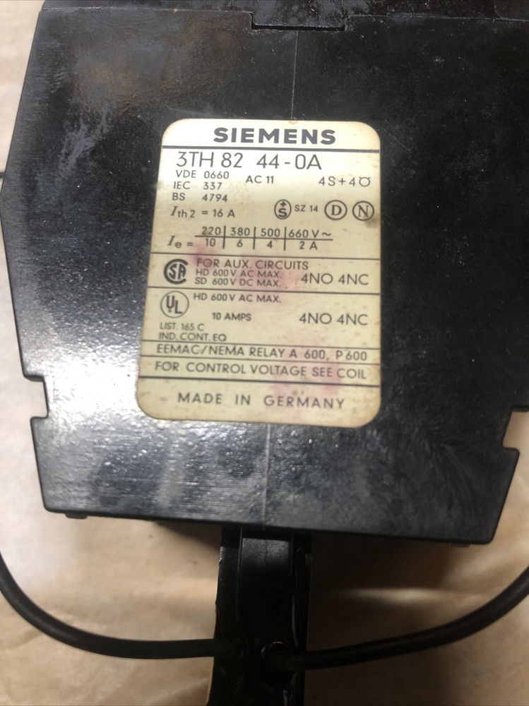 SIEMENS CONTACTOR 3TH8244-0A