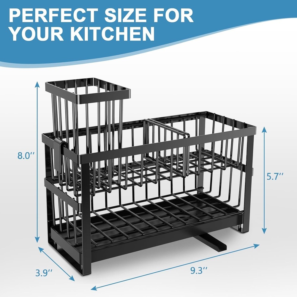 2-Tier Kitchen Sink Caddy – Sponge & Brush Holder, 4-Section Organizer