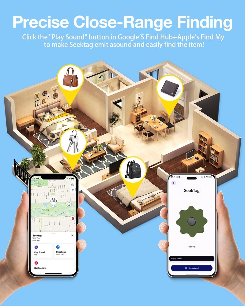 Android Users Luggage Tracker Tags - 4 Pack with Cases 2 Year Battery