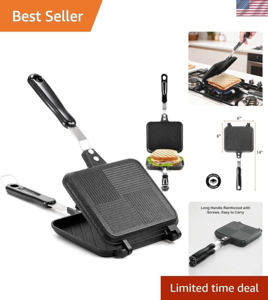 Non-Stick Grilled Sandwich Maker: Lightweight Aluminum Press with Handle