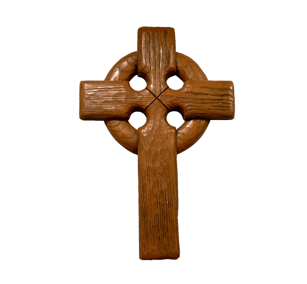 Vintage  Carved Solid Wood Celtic Cross Wall Hanging - Nice!!
