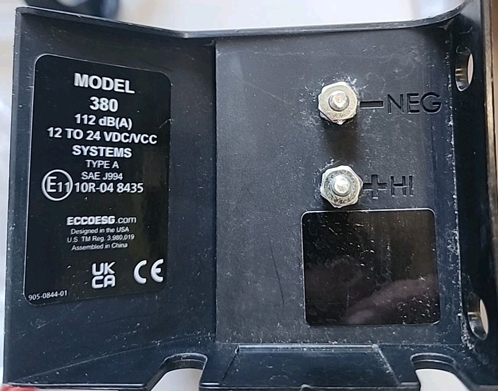 New Ecco 380 Back Up Alarm 112dB(A) For 12-24 VDC System Type A Universal Mount