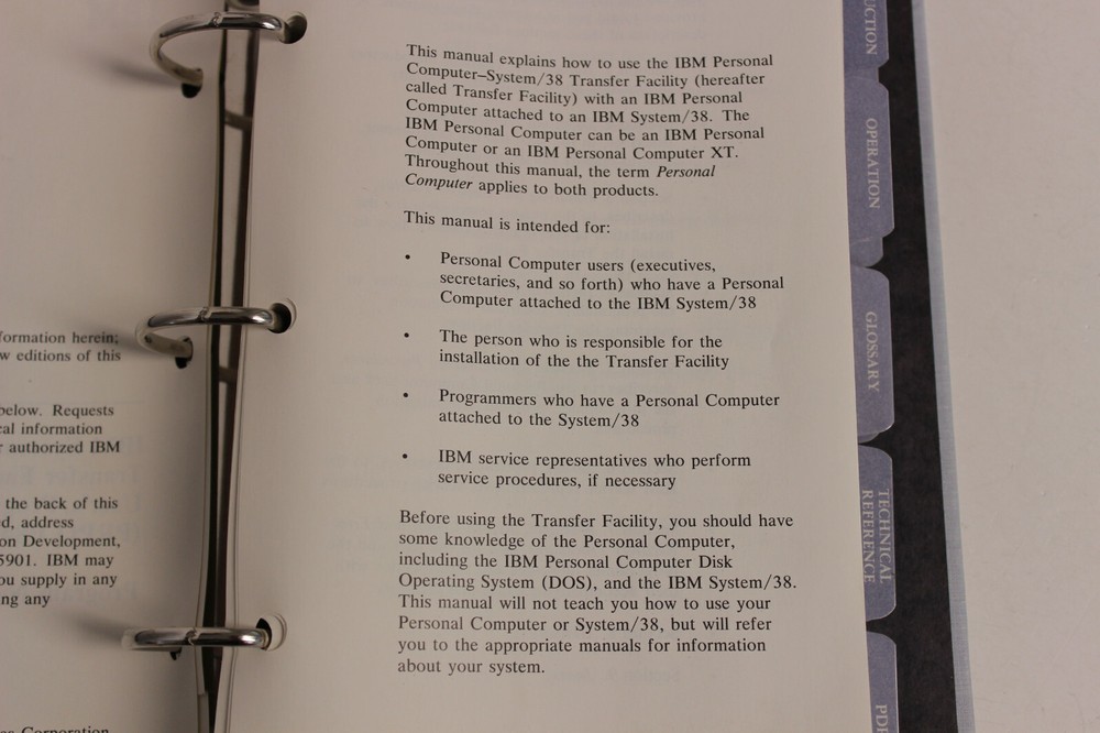 IBM SYSTEM / 38 TRANSFER FACILITY USER'S/PROGRAMMER'S GUIDE SC21-9080-0