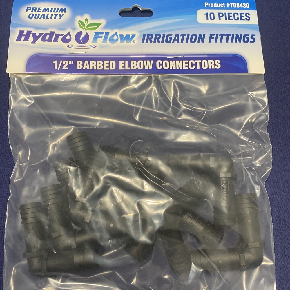 1/2" Plastic Barbed Elbow Connectors Fitting Hydroponics Irrigation 10 pack