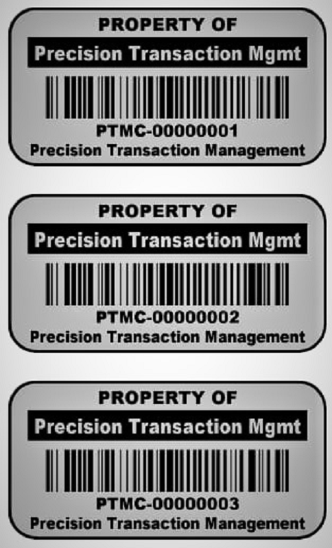 1.5" x .75" Custom Mat Silver Metalized Polyester Asset Labels / Property Tags