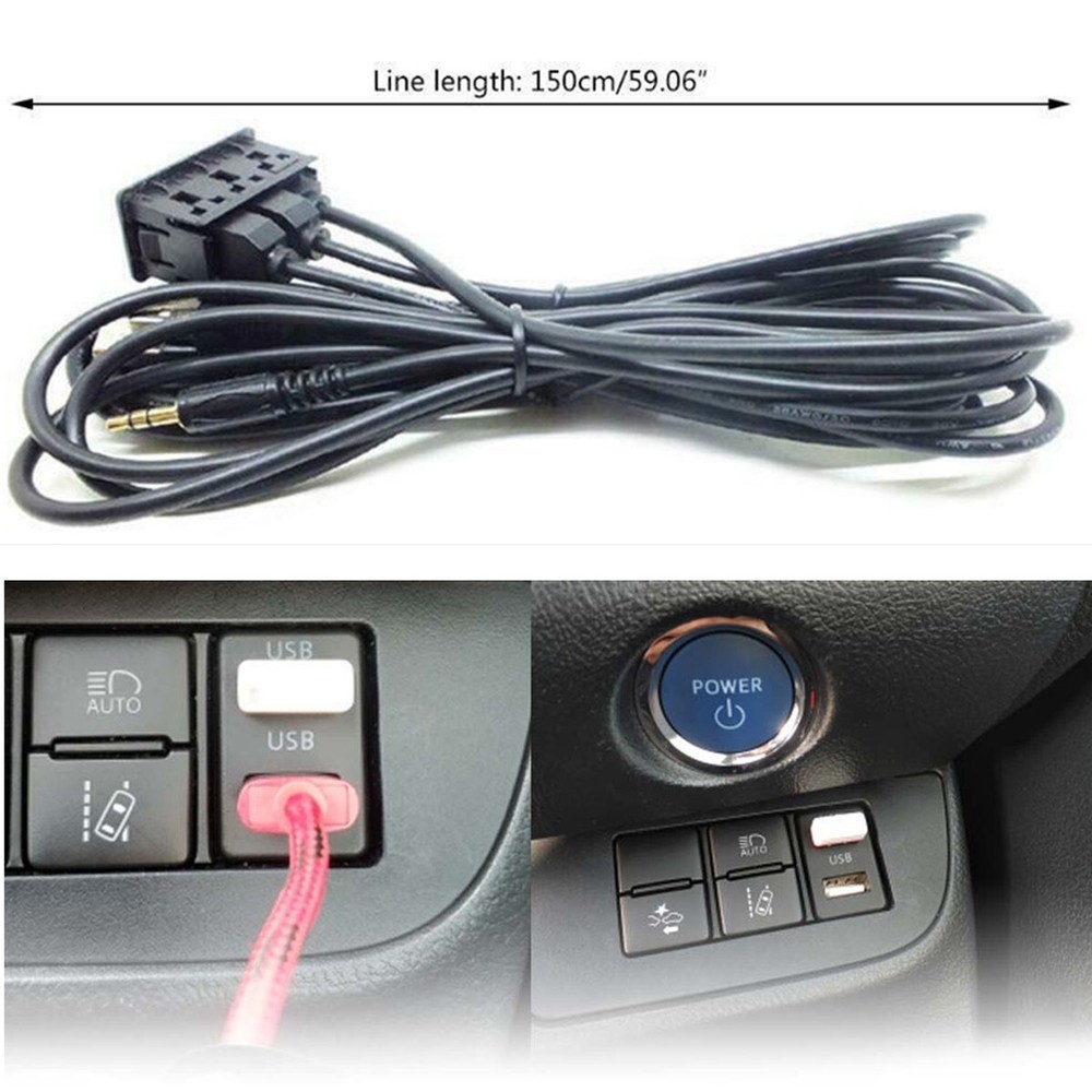 AUX Type C USB 3 Ports Panel USB Extension Cable Adapter Car Dash Flush Mount