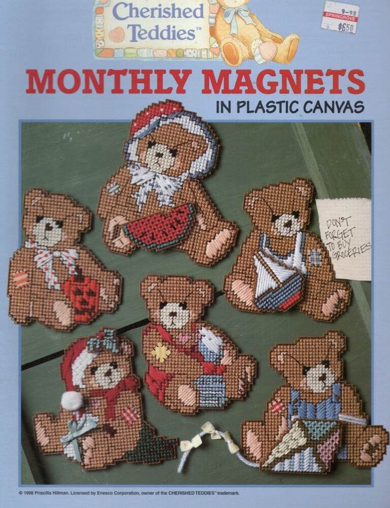 OOP!!! CHERISHED TEDDIES MONTHLY MAGNETS IN PLASTIC CANVAS