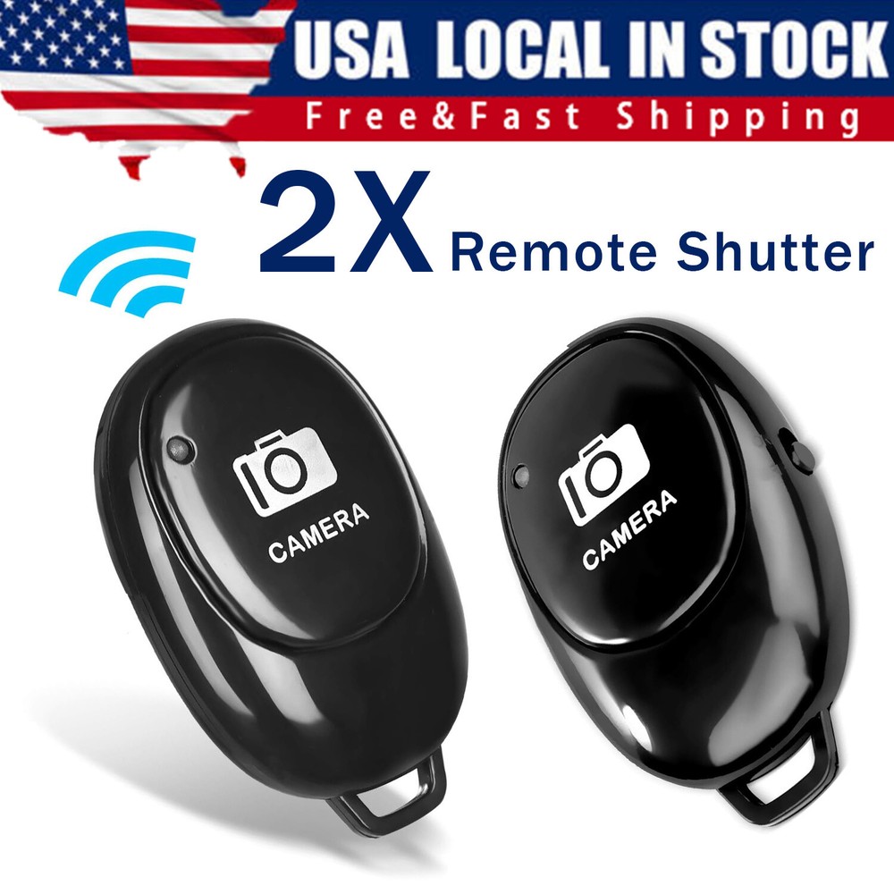 2 Pcs Camera Shutter Wireless Bluetooth Remote Control for Android Apple iPhone