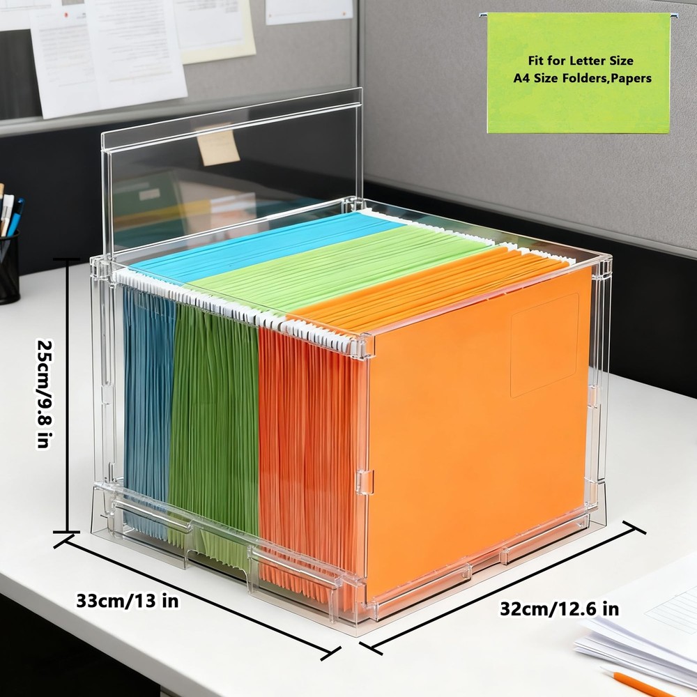 MUKAI File Box Organizer, Hanging Folder Storage Boxes, File Folder Organizer wi