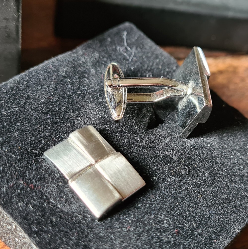 Next Cufflinks, angled brushed steel, boxed
