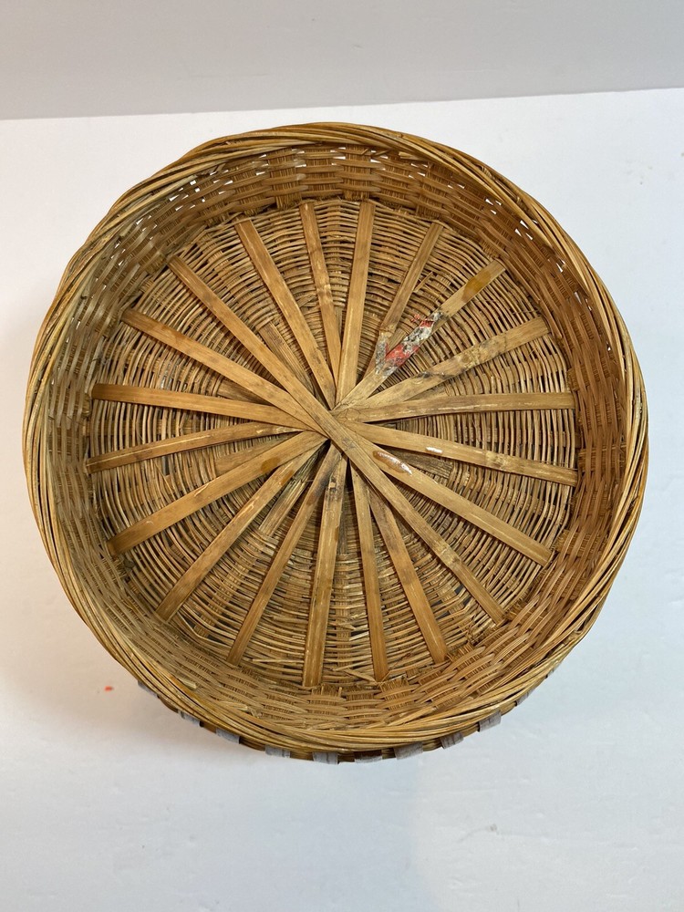 Bamboo Woven Round Basket 10 5/8" Diameter