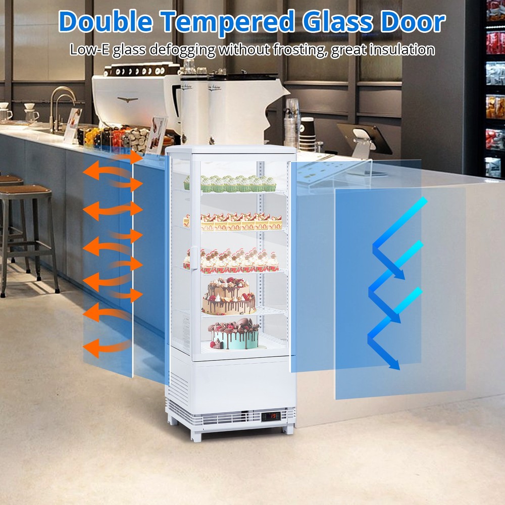 Refrigerator Display Case 3.5 Cu.Ft, Refrigerated Display Fridge for Pastry Cake