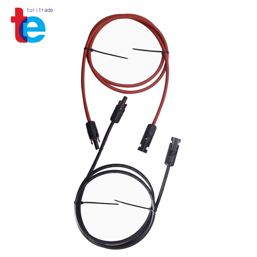1 Pair 5ft (1.524m) Black + Red Solar Panel Extension Cable Wire Connector