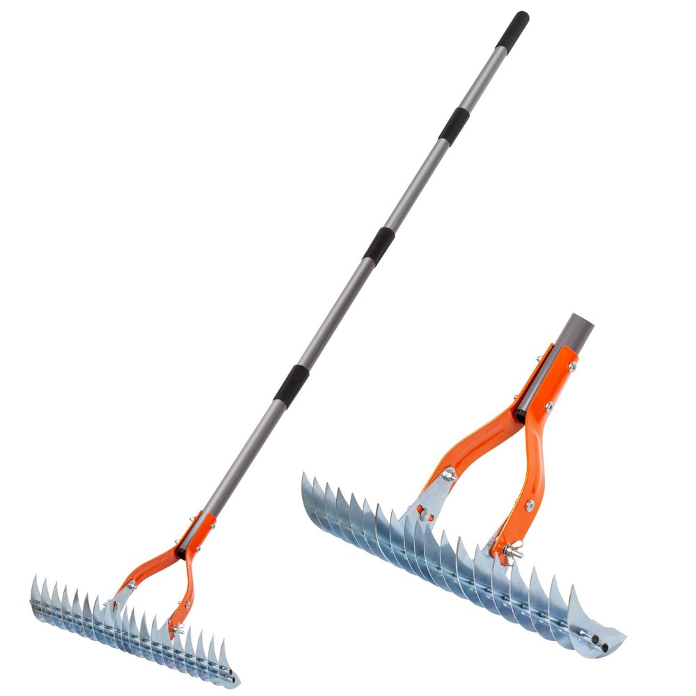 Thatch Rake, 15-Inch Lawn Thatching Rake, Robust Dethatcher Rake, Efficient S...