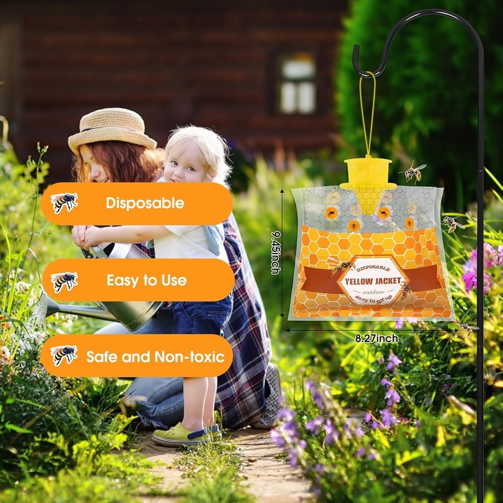 Effective 6 Pack Wasp Traps - Safe Outdoor Solution for Yellow Jackets & Hornets