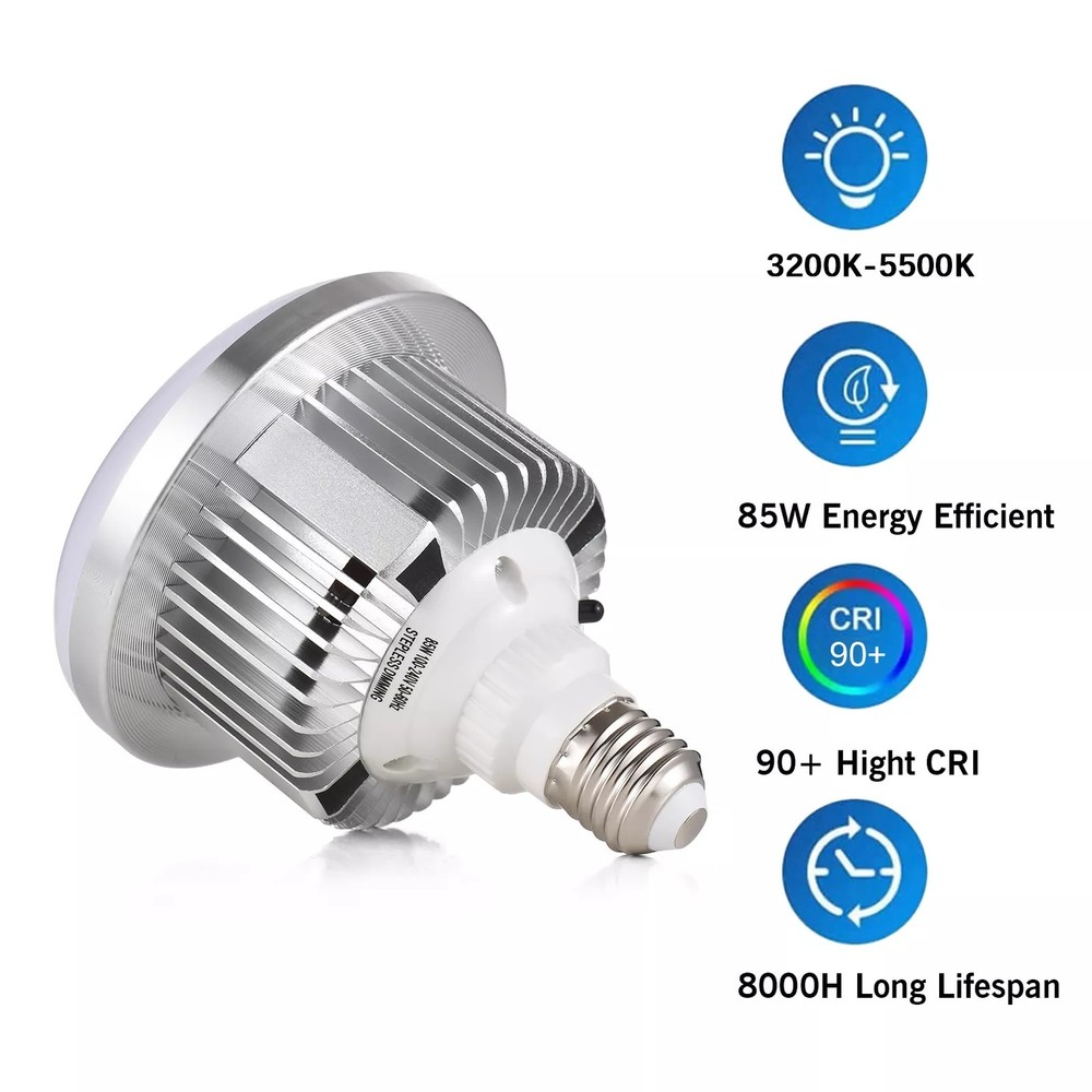 Dimmable 85W LED Light, 3000K-6500K, E27 Base, with Remote-Controlled Function