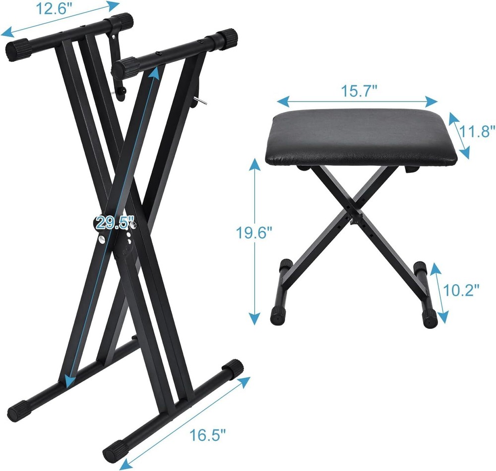 Double-X Keyboard Stand and Bench Set tipatyard Padded w/ Locking Straps