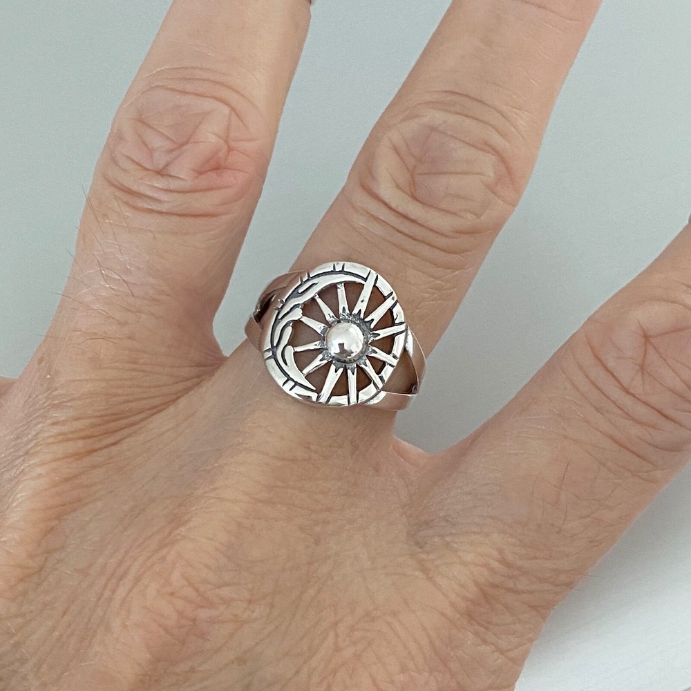 Sterling Silver Moon and Sun Ring, Statement Ring, Silver Rings, Celestial Ring