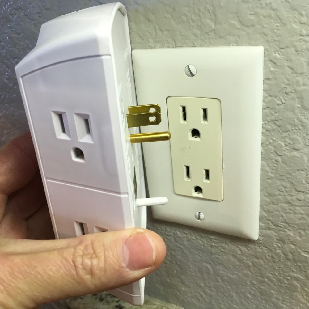 Grounded Sockets Electrical Outlet Multiple Extender Wall Adapter Switch 6 Plug