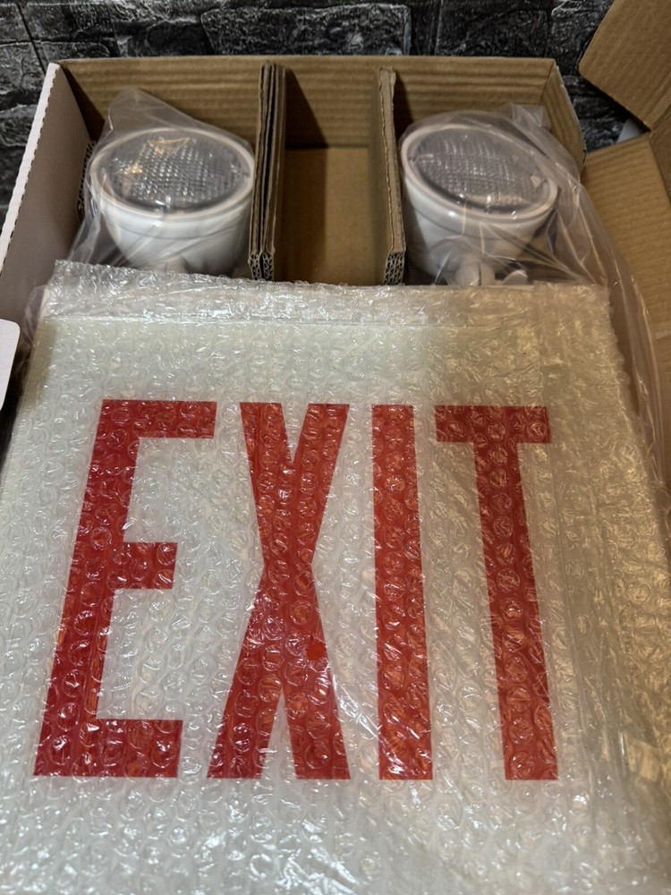 LED Exit Sign Emergency Combo Light with Adjustable Two Head Battery Backup UL