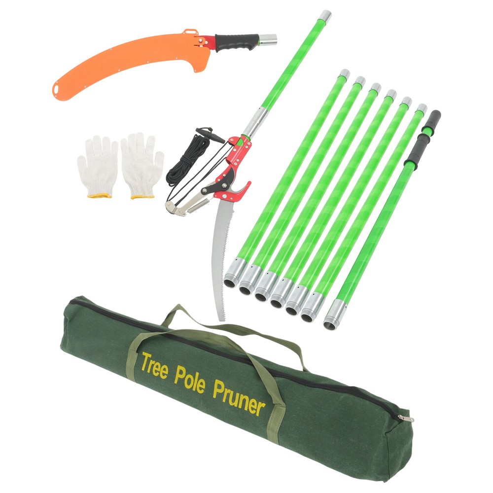 8-Section Telescoping Green Pole 27FT Extendable Tree Trimmer & Pole Saw Combo