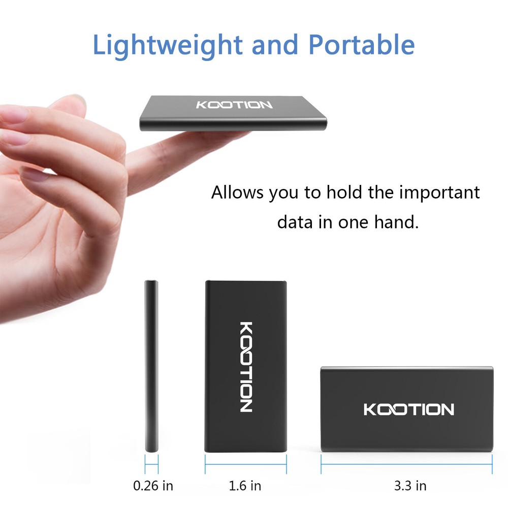 KOOTION External SSD Hard Drive 120GB SSD Type C/Type A Solid State Flash Drive
