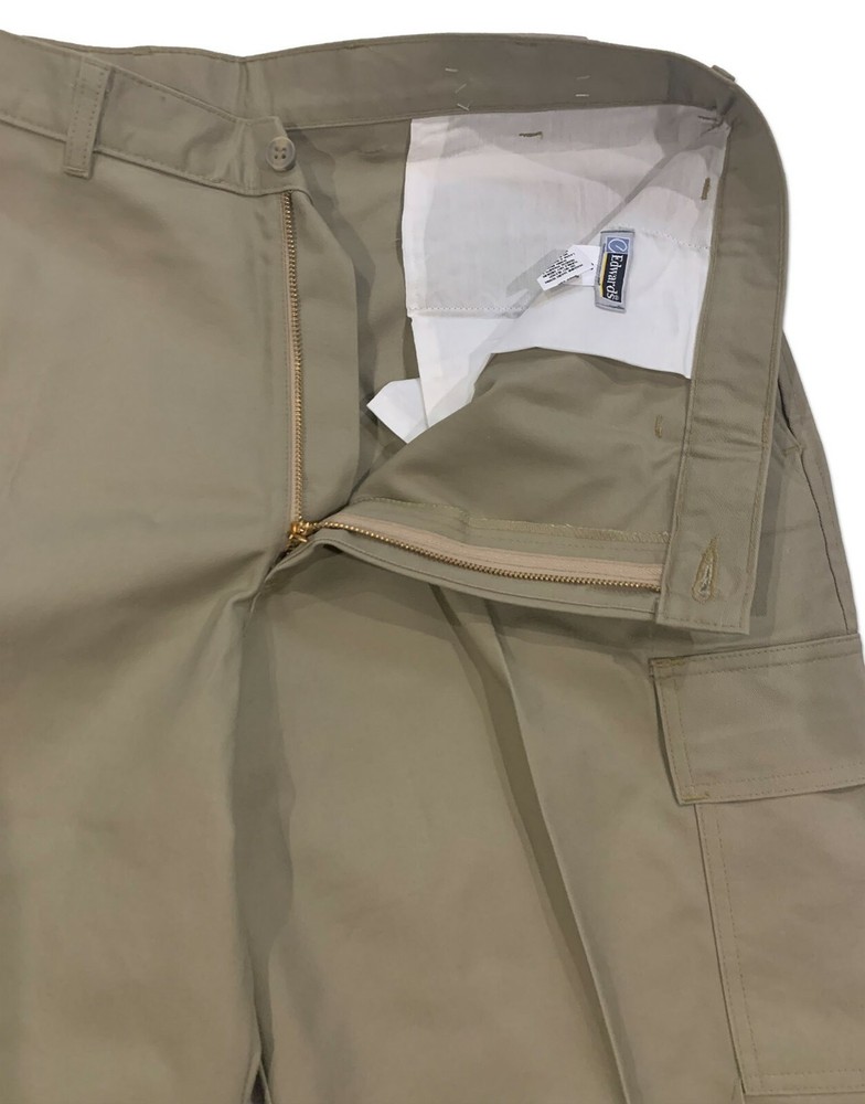 Edwards Cargo Work Shorts Flat Front Casual Khaki Size 38 Work Uniform
