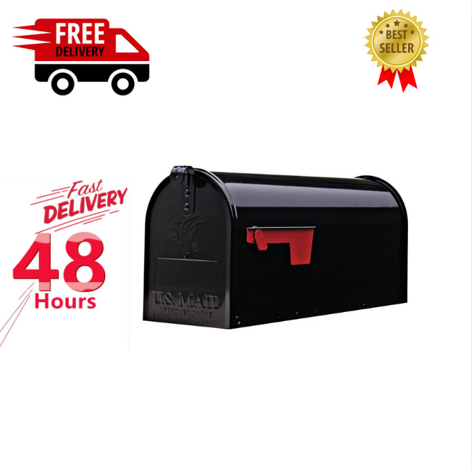 New- Gibraltar Mailboxes Classic Medium, Steel, Post Mount Mailbox, BlackOpens