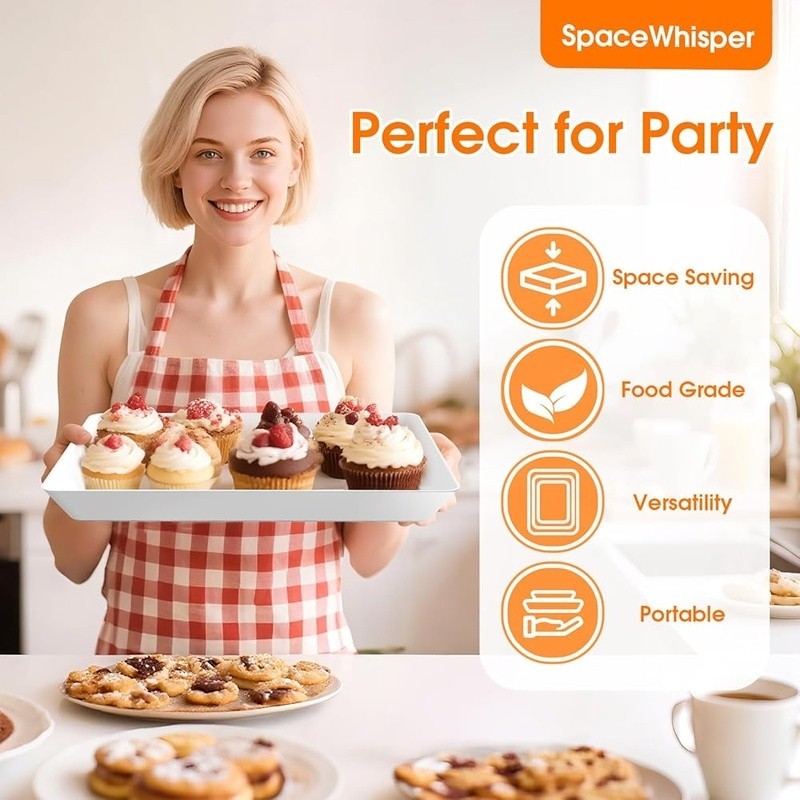 Durable Stackable Plastic Serving Plates Set Parties Picnics & Everyday Use