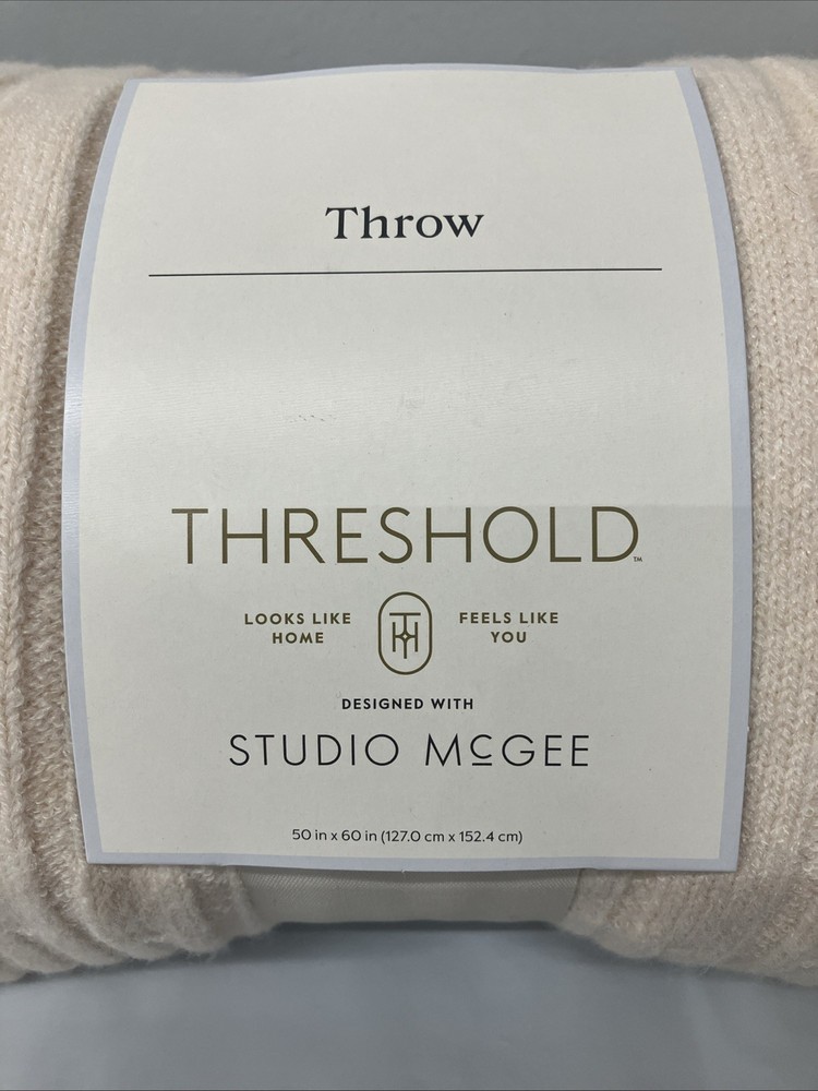 Threshold Cream Throw Studio McGee 50" x 60" Sweater Blanket Polyester