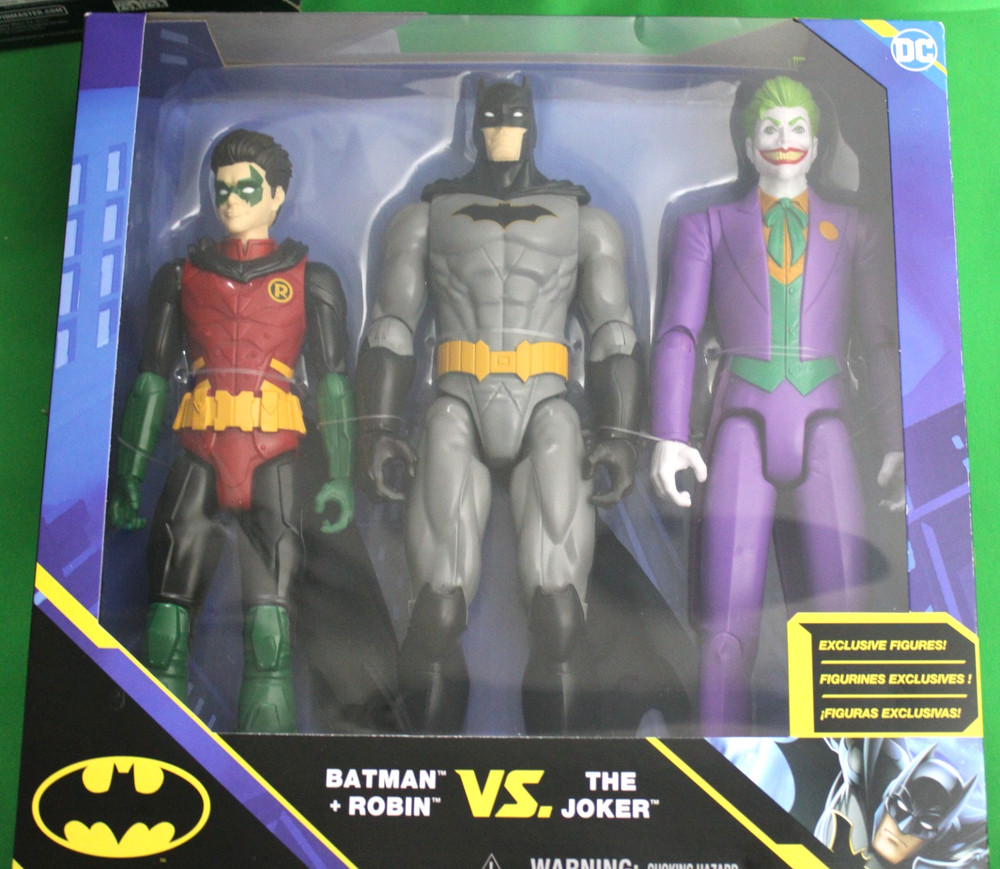 3 pc set DC Comics Batman & Robin vs The Joker 12" Action Figures NEW unopen pkg