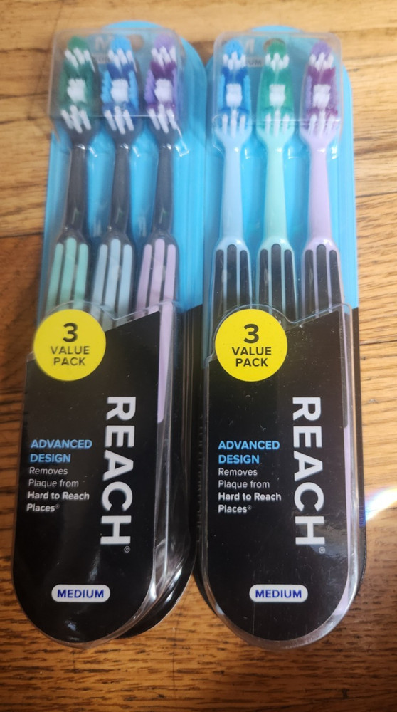 6 PK - Reach Advance Design Medium Toothbrush