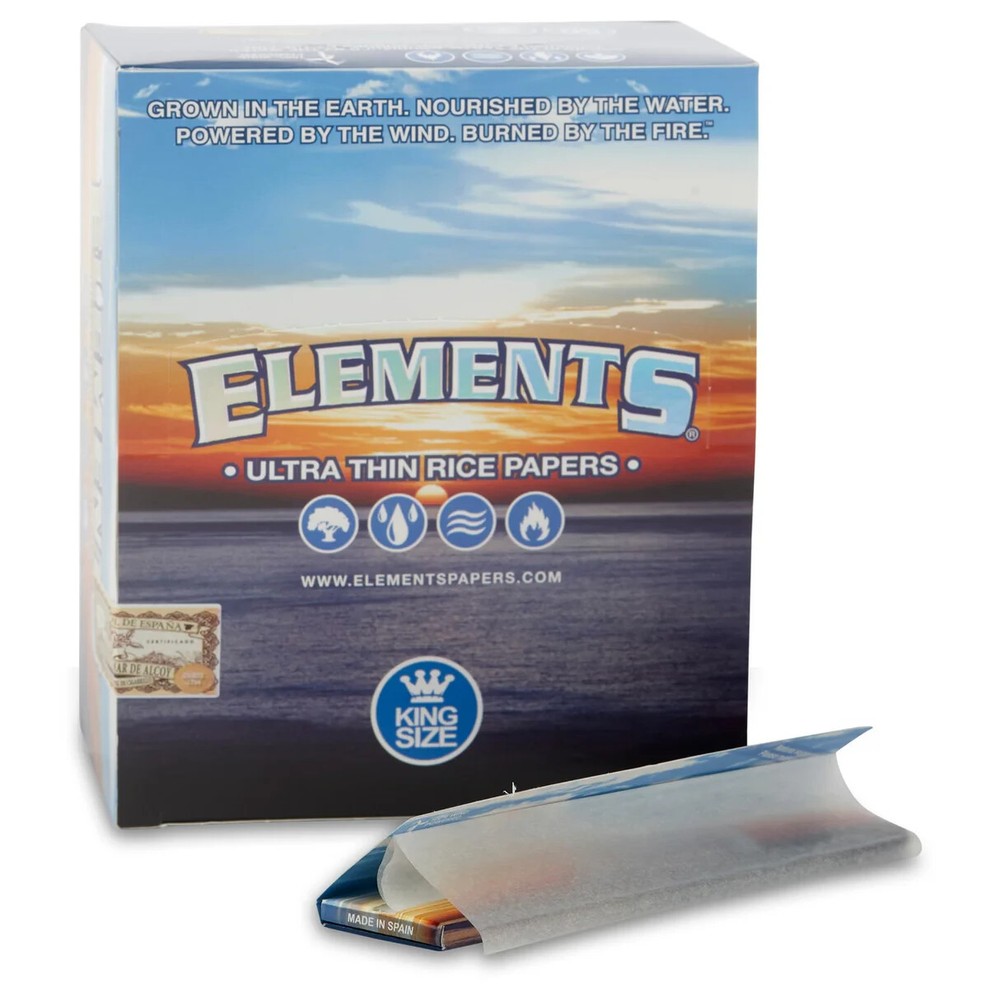 ELEMENTS KING SIZE SLIM ULTRA THIN RICE ROLLING PAPER 50 CT