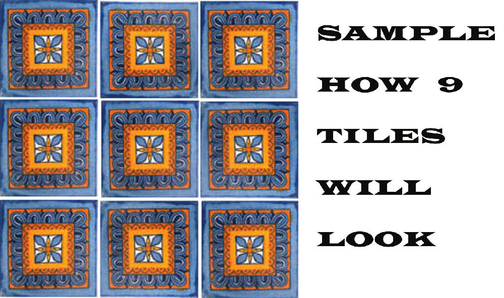 #C034 MEXICAN CERAMIC HANDMADE TALAVERA TILE SETS